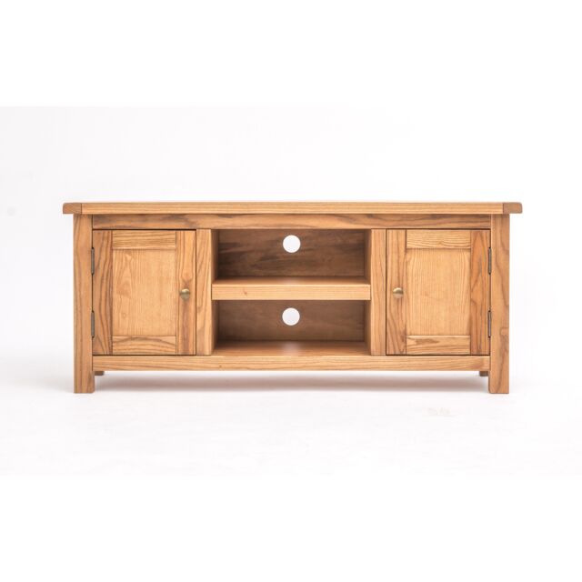 Cabinet Bits Trivento Light Wood 2 Door TV Cabinet Brass Knob in Natural - image 1
