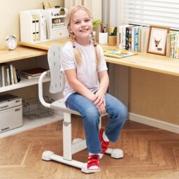 Costway Height-adjustable Kid¡¯s Desk Chair Children Study Chair in Grey - thumbnail 4