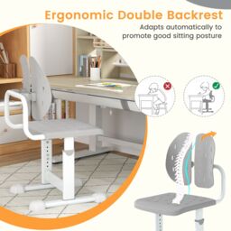 Costway Height-adjustable Kid¡¯s Desk Chair Children Study Chair in Grey - thumbnail 5