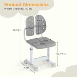 Costway Height-adjustable Kid¡¯s Desk Chair Children Study Chair in Grey - thumbnail 2