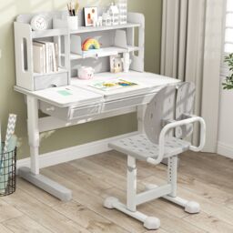 Costway Height-adjustable Kid¡¯s Desk Chair Children Study Chair in Grey - thumbnail 9