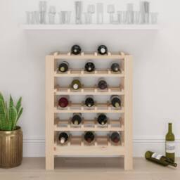Berkfield Home Wine Rack 61.5x30x82 cm Solid Wood Pine in Light Brown - thumbnail 3