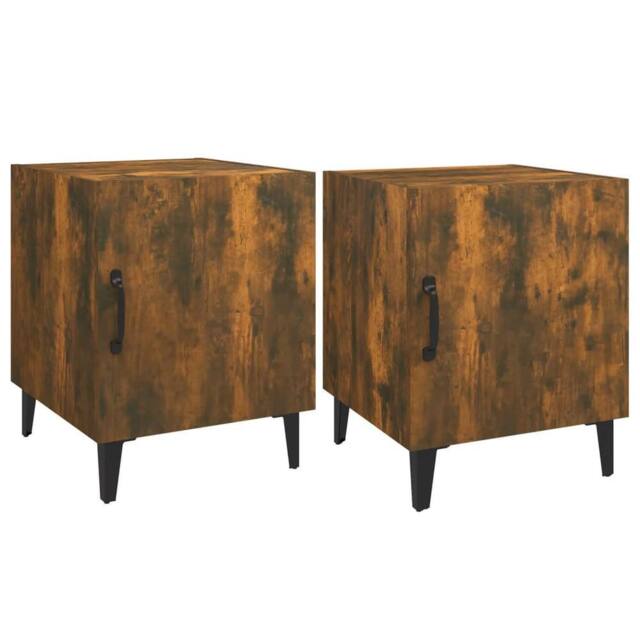 Berkfield Home Bedside Cabinets 2 pcs Smoked Oak Engineered Wood in Brown - image 1