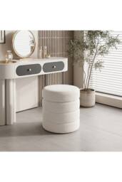 Living and Home Teddy Fleece Upholstered Storage Ottoman in White - thumbnail 3