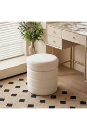 Living and Home Teddy Fleece Upholstered Storage Ottoman in White - thumbnail 5