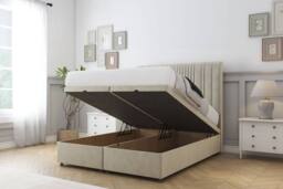 "Comfort Beds The Foxy Plush Ottoman Bed Base-26"" Strutted Headboard in Cream - Size: Small Single" - thumbnail 2
