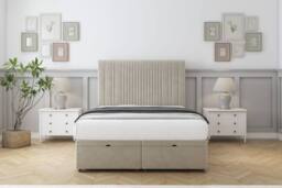 "Comfort Beds The Foxy Plush Ottoman Bed Base-26"" Strutted Headboard in Cream - Size: Small Single" - thumbnail 1