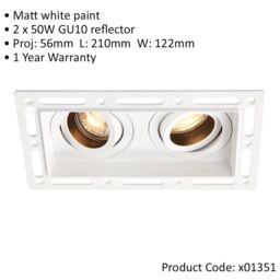 Loops Twin Trimless Plaster-In Downlight - 2 x 50W GU10 Reflector LED - Matt White - thumbnail 2