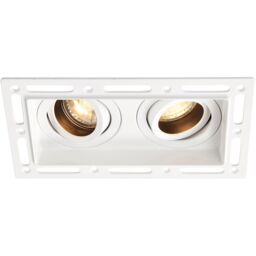 Loops Twin Trimless Plaster-In Downlight - 2 x 50W GU10 Reflector LED - Matt White - thumbnail 1