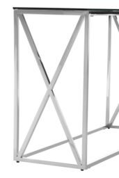 Orsina Silver Glass Console Table with Stainless Steel Frame, Clear Tempered Glass Hallway Console, Entryway Table - thumbnail 4