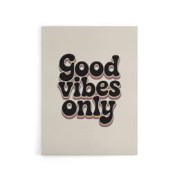 "Artery8 Good Vibes Only Bold Funky Retro Typography Canvas Wall Art Print in Beige - Size: W18"" x H24""" - thumbnail 1