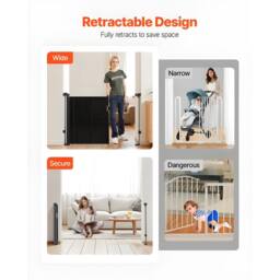 Ferand Retractable Baby Gate 870 mm Tall Extends up to 1400 mm Wide in Black - thumbnail 9