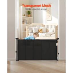 Ferand Retractable Baby Gate 870 mm Tall Extends up to 1400 mm Wide in Black - thumbnail 7