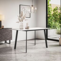 More4Homes Haydon Extending Dining Table 4-6 Seater w Black Legs in White