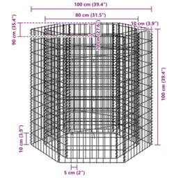 Berkfield Home Hexagonal Gabion Raised Bed 100x90x100 cm in Silver - Size: 100 x 90 x 100 cm - thumbnail 7