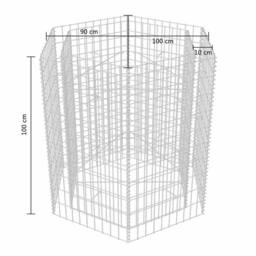 Berkfield Home Hexagonal Gabion Raised Bed 100x90x100 cm in Silver - Size: 100 x 90 x 100 cm - thumbnail 6