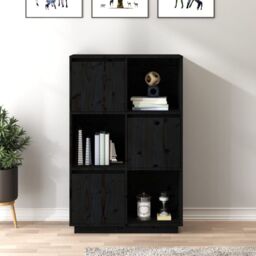 Berkfield Home Highboard Black 74x35x117 cm Solid Wood Pine - Size: 74 x 35 x 117 cm