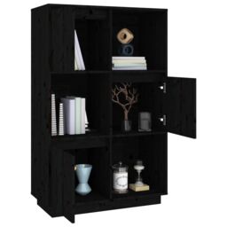Berkfield Home Highboard Black 74x35x117 cm Solid Wood Pine - Size: 74 x 35 x 117 cm - thumbnail 4