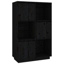 Berkfield Home Highboard Black 74x35x117 cm Solid Wood Pine - Size: 74 x 35 x 117 cm - thumbnail 2