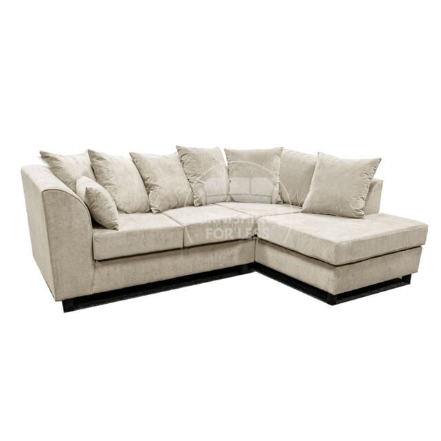 Furnishings For Less UK Casper Chenille 3 to 4 Seater L Shaped Corner Sofa Right Hand Facing in Beige - image 1