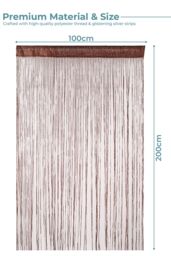 Neel Blue Glitter String Curtain Panel, Ivory, 200cm x 100cm in Burgundy - Size: 100 cm width x 200 cm drop - thumbnail 2