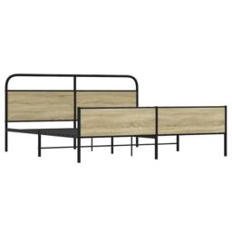 Berkfield Home Metal Bed Frame without Mattress Sonoma Oak 180x200 cm Super King in Brown - thumbnail 3