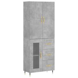 Berkfield Home Highboard Concrete Grey 69.5x34x180 cm Engineered Wood - thumbnail 3