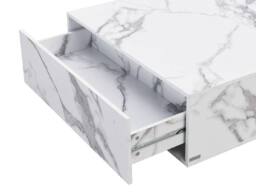 Vente-unique Coffee Table With 2 Drawers In MDF - W90 Cm - White Marble Effect - thumbnail 7