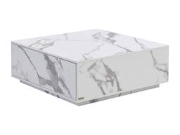 Vente-unique Coffee Table With 2 Drawers In MDF - W90 Cm - White Marble Effect - thumbnail 5