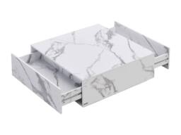Vente-unique Coffee Table With 2 Drawers In MDF - W90 Cm - White Marble Effect - thumbnail 6