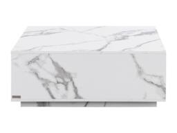 Vente-unique Coffee Table With 2 Drawers In MDF - W90 Cm - White Marble Effect - thumbnail 4