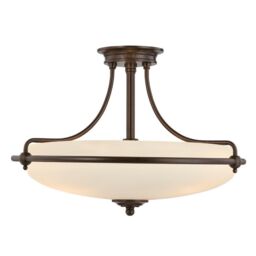 Loops 1 Bulb Semi Flush Light Palladian Bronze LED E27 100W Bulb