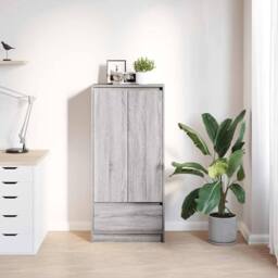 Berkfield Home Cabinet with Drawer Grey Sonoma 55.5x34x119.5 cm Engineered Wood - thumbnail 3