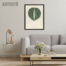 "Artery8 Vintage Botanical Seersucker Plant Leaf Fawcett Framed Canvas Wall Art in Beige - Size: W24"" x H32""" - thumbnail 3