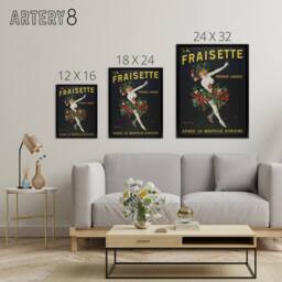 "Artery8 Fraisinette Strawberry Liqueur Vintage Ad Framed Canvas Wall Art Print in Black - Size: W12"" x H16""" - thumbnail 4