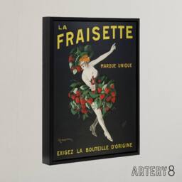 "Artery8 Fraisinette Strawberry Liqueur Vintage Ad Framed Canvas Wall Art Print in Black - Size: W12"" x H16""" - thumbnail 2