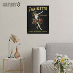 "Artery8 Fraisinette Strawberry Liqueur Vintage Ad Framed Canvas Wall Art Print in Black - Size: W12"" x H16""" - thumbnail 3