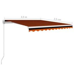 Berkfield Home Manual Retractable Awning 350x250 cm Orange & Brown - thumbnail 7