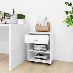 Berkfield Home Rolling Cabinet White 46x36x59 cm Engineered Wood - Size: 46 x 36 x 59 cm - thumbnail 3