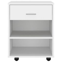 Berkfield Home Rolling Cabinet White 46x36x59 cm Engineered Wood - Size: 46 x 36 x 59 cm - thumbnail 4