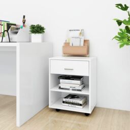 Berkfield Home Rolling Cabinet White 46x36x59 cm Engineered Wood - Size: 46 x 36 x 59 cm - thumbnail 1