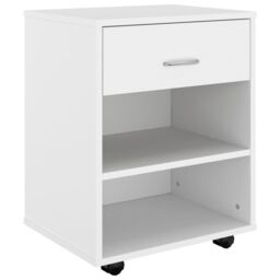 Berkfield Home Rolling Cabinet White 46x36x59 cm Engineered Wood - Size: 46 x 36 x 59 cm - thumbnail 2