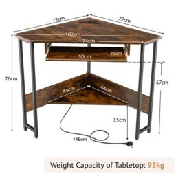 Costway Corner Desk Small Computer Desk Triangle Laptop Workstation in Brown - thumbnail 2