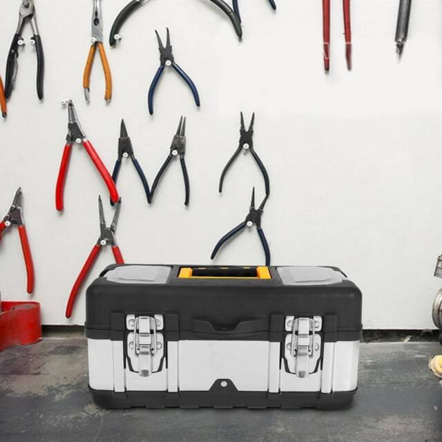 Kelvenix Heavy Duty PP+Stainless Steel Tool Box Chest Storage Case in Black - image 1