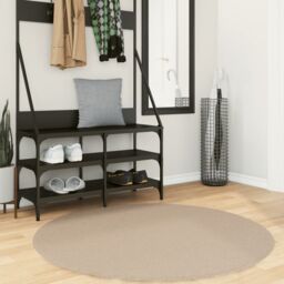 Berkfield Home Rug HUARTE Short Pile Soft & Washable Sand √ò 120 cm in Brown - Size: Medium - thumbnail 1