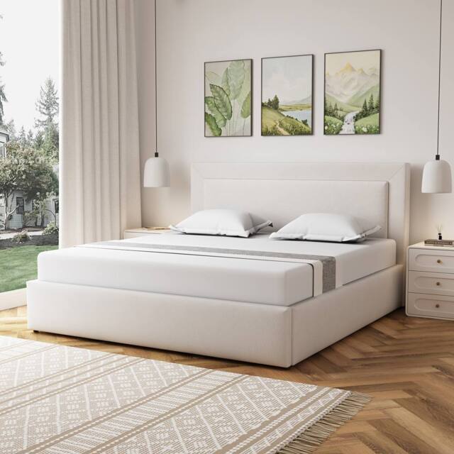 Artemis Home Weston Fabric 180cm Superking Ottoman Bed Frame with Storage - Beige - Size: Super King - image 1