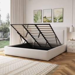 Artemis Home Weston Fabric 180cm Superking Ottoman Bed Frame with Storage - Beige - Size: Super King - thumbnail 4