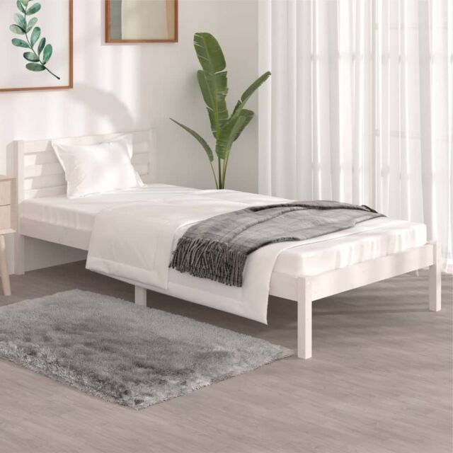 Berkfield Home Bed Frame Solid Wood Pine 90x190 cm Single White - image 1