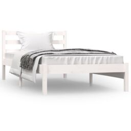 Berkfield Home Bed Frame Solid Wood Pine 90x190 cm Single White - thumbnail 3