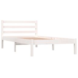 Berkfield Home Bed Frame Solid Wood Pine 90x190 cm Single White - thumbnail 2